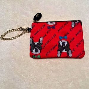 NWOT Betsy Johnson Red & Black Zip Terrier Wristlet Clutch Bag